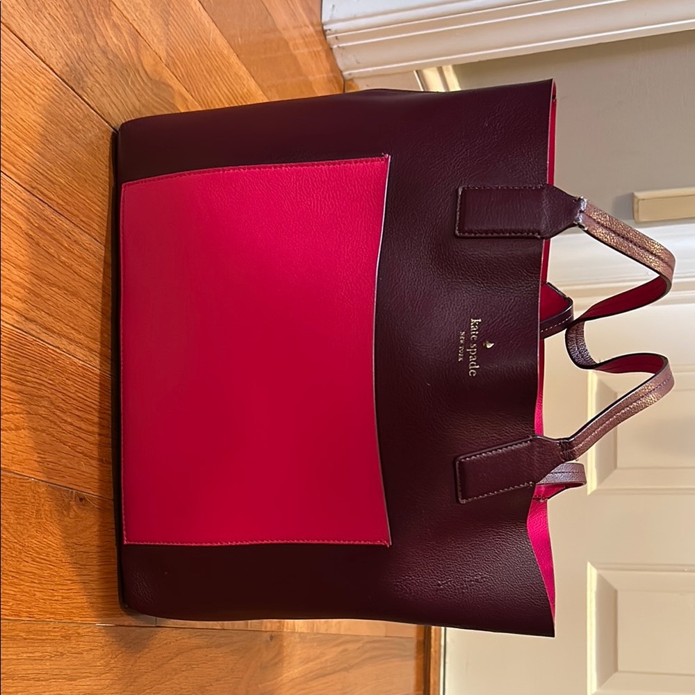 Kate Spade Brown and Pink Tote Bag with Structured Design